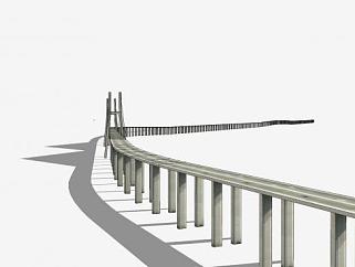 瓦斯科达伽马桥梁大桥SU模型下载_sketchup草图大师SKP模型