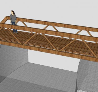 木架步行直桥SU模型下载_sketchup草图大师SKP模型