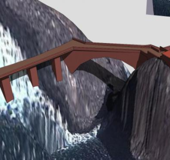 山峡桥梁房屋建筑SU模型下载_sketchup草图大师SKP模型