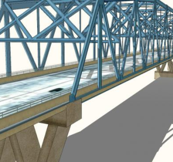 马克吐温大桥建筑SU模型下载_sketchup草图大师SKP模型
