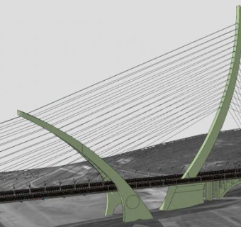 月形弧拱斜张桥桥梁SU模型下载_sketchup草图大师SKP模型