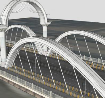 阳煤大桥桥梁建筑SU模型下载_sketchup草图大师SKP模型