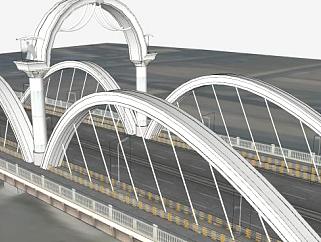 阳煤大桥桥梁建筑SU模型下载_sketchup草图大师SKP模型