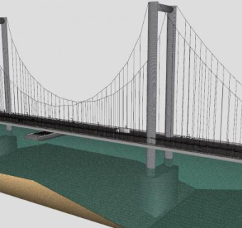 桥梁建筑悬索桥SU模型下载_sketchup草图大师SKP模型