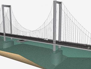 桥梁建筑悬索桥SU模型下载_sketchup草图大师SKP模型