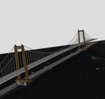 悬索桥建筑大桥SU模型下载_sketchup草图大师SKP模型