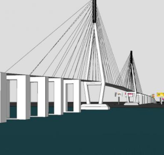 芹苴大桥桥梁建筑SU模型下载_sketchup草图大师SKP模型