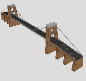公路道路拉索吊桥SU模型下载_sketchup草图大师SKP模型