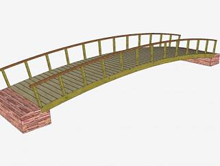 步行木架拱桥梁SU模型下载_sketchup草图大师SKP模型