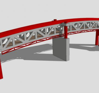 人行桁架廊道天桥SU模型下载_sketchup草图大师SKP模型