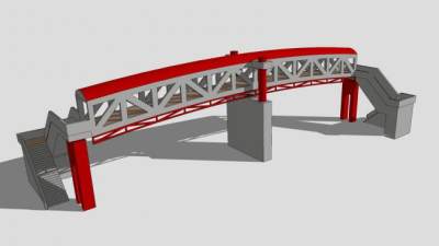 人行桁架廊道天桥SU模型下载_sketchup草图大师SKP模型