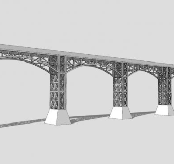钢制梁架桥梁SU模型下载_sketchup草图大师SKP模型