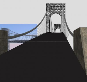 大跨径悬索桥梁SU模型下载_sketchup草图大师SKP模型