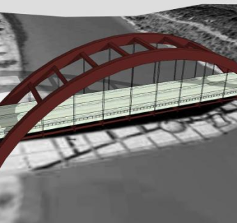 钢桁架跨河桥梁SU模型下载_sketchup草图大师SKP模型