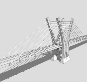 Y桥柱斜拉桥SU模型下载_sketchup草图大师SKP模型