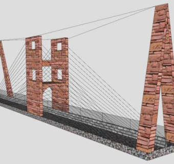 铸石悬索大桥SU模型下载_sketchup草图大师SKP模型