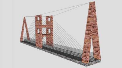 铸石悬索大桥SU模型下载_sketchup草图大师SKP模型