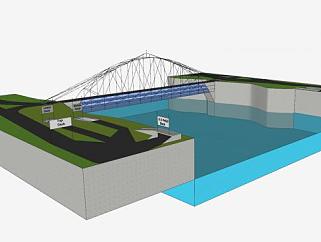 河道上的道路<em>拱桥</em>SU模型下载_sketchup草图大师SKP模型