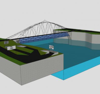 河道上的道路拱桥SU模型下载_sketchup草图大师SKP模型