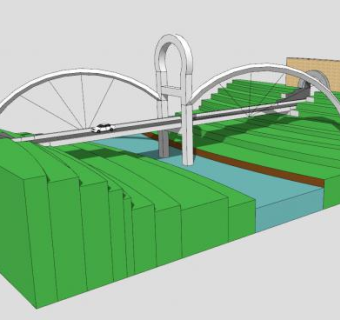 梯田隧道架桥SU模型下载_sketchup草图大师SKP模型