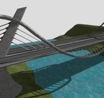 山间河道千禧桥梁SU模型下载_sketchup草图大师SKP模型