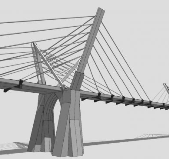 现代公路斜拉桥设施SU模型下载_sketchup草图大师SKP模型