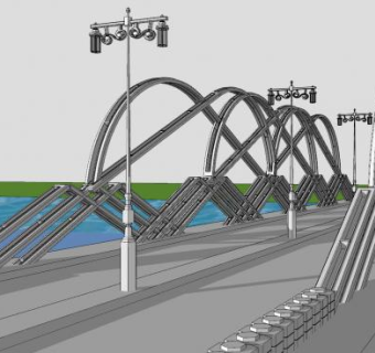 现代创意桁架桥梁SU模型下载_sketchup草图大师SKP模型