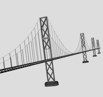 四车道公路悬索桥SU模型下载_sketchup草图大师SKP模型