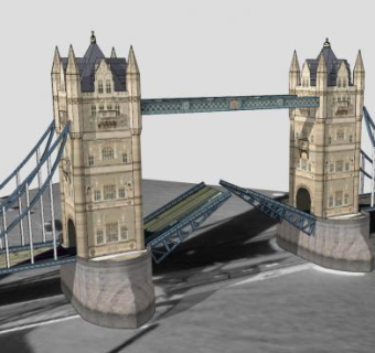 泰晤士河伦敦桥SU模型下载_sketchup草图大师SKP模型