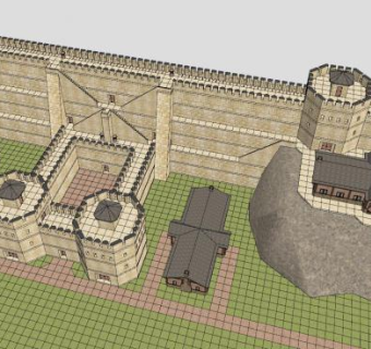 长城城堡建筑SU模型下载_sketchup草图大师SKP模型