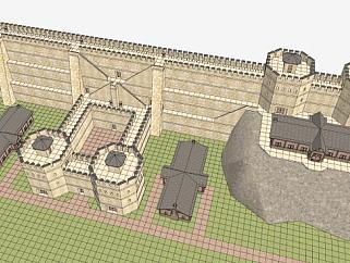 长城城堡建筑SU模型下载_sketchup草图大师SKP模型