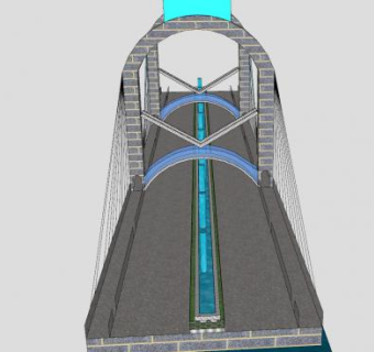 现代斜拉公路桥梁SU模型下载_sketchup草图大师SKP模型