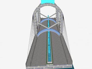 现代斜拉公路桥梁SU模型下载_sketchup草图大师SKP模型