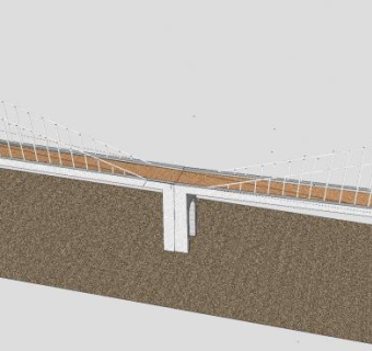 悬索钢桥建筑SU模型下载_sketchup草图大师SKP模型