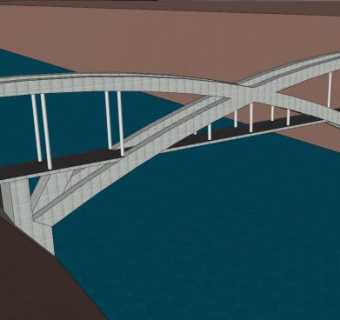 跨河道隧道桥梁SU模型下载_sketchup草图大师SKP模型