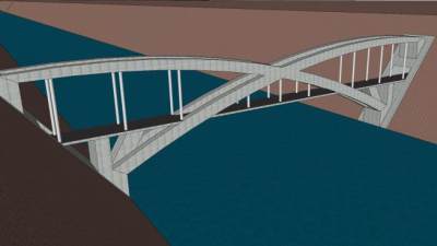 跨河道隧道桥梁SU模型下载_sketchup草图大师SKP模型