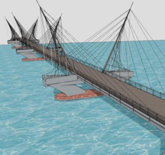 斜拉毕蒂桥SU模型下载_sketchup草图大师SKP模型