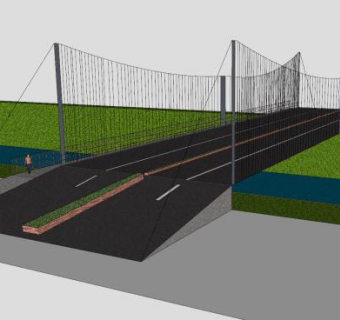四条车道公路桥梁SU模型下载_sketchup草图大师SKP模型