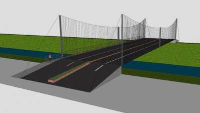 四条车道公路桥梁SU模型下载_sketchup草图大师SKP模型