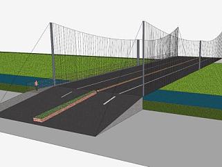 四条车道公路桥梁SU模型下载_sketchup草图大师SKP模型