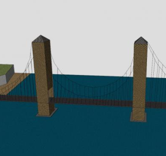 悬索砖柱桥梁SU模型下载_sketchup草图大师SKP模型