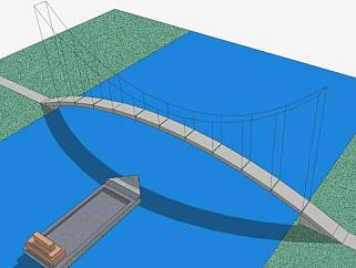 <em>河流</em>上的拱桥和船SU模型下载_sketchup草图大师SKP模型