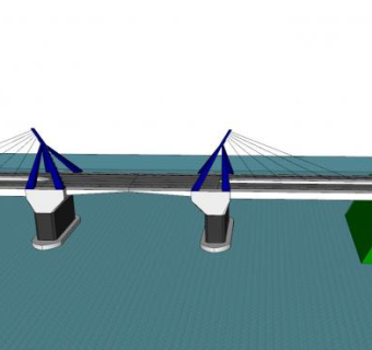 海上公路斜拉桥SU模型下载_sketchup草图大师SKP模型
