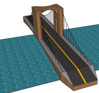 建议悬索桥SU模型下载_sketchup草图大师SKP模型