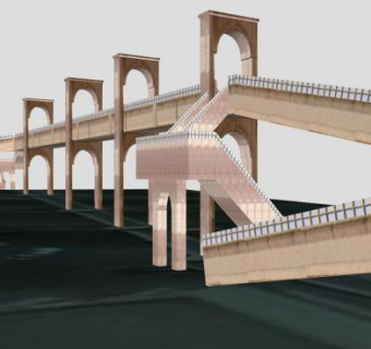 城市古老人行天桥SU模型下载_sketchup草图大师SKP模型