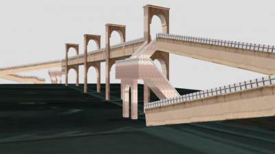 城市古老人行天桥SU模型下载_sketchup草图大师SKP模型