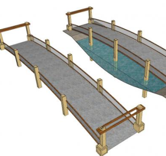现代混凝土景观桥SU模型下载_sketchup草图大师SKP模型