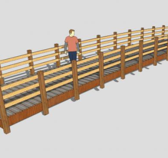公园木板木拱桥SU模型下载_sketchup草图大师SKP模型
