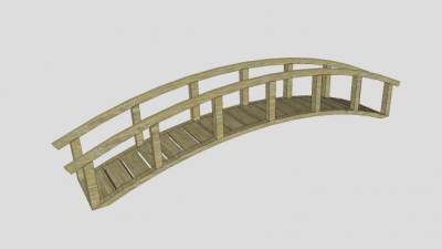 庭院木拱桥SU模型下载_sketchup草图大师SKP模型