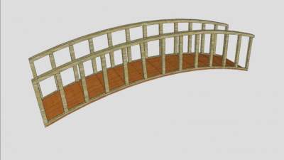 公园池塘木桥SU模型下载_sketchup草图大师SKP模型